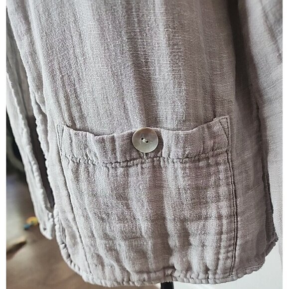 Tahari Jacket Linen Cotton Gauze Open Long Sleeve Pockets Women's Medium - Picture 3 of 9